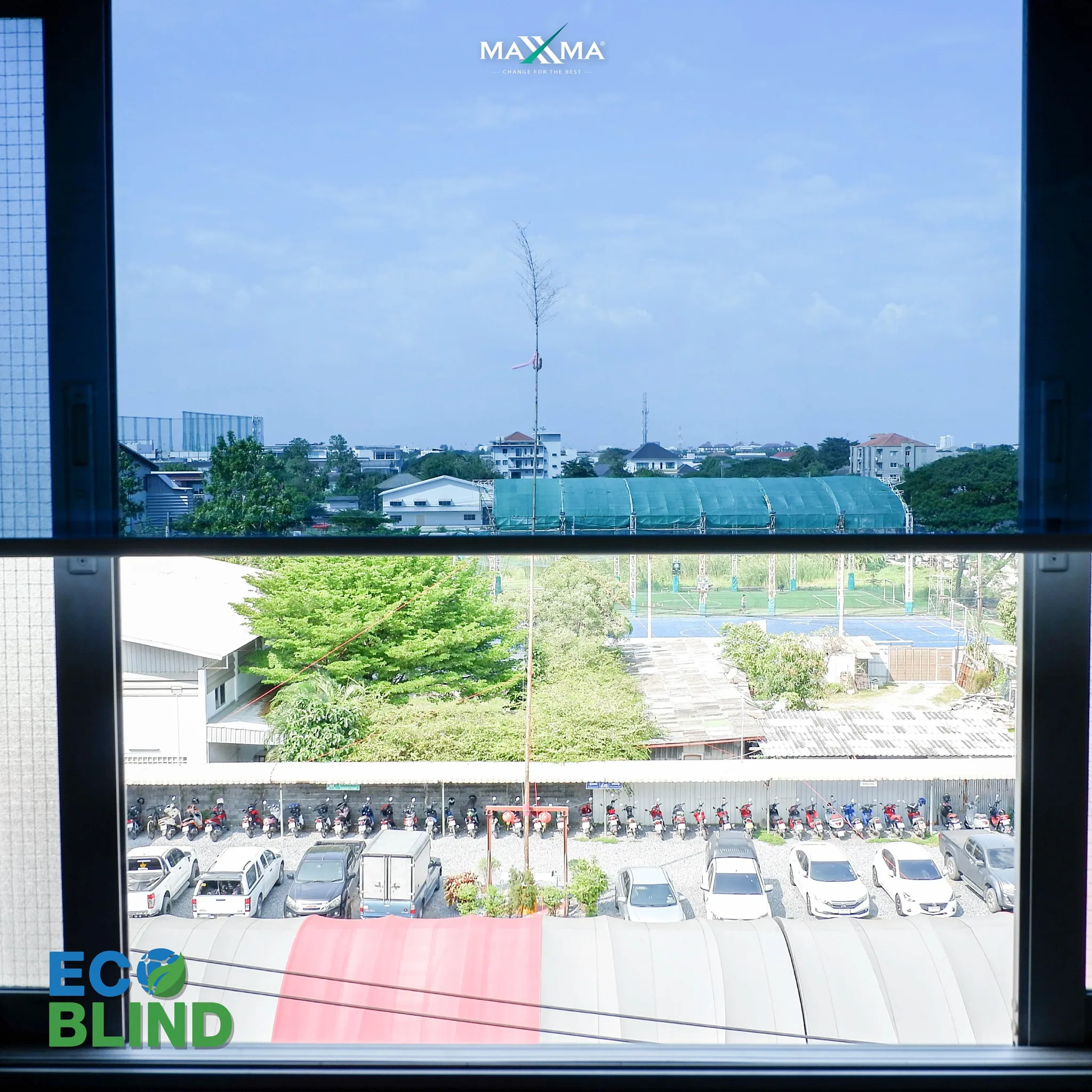 ภาพอ้างอิงม่านฟิล์ม Eco Blind และแสงภายในจาก MAXXMA