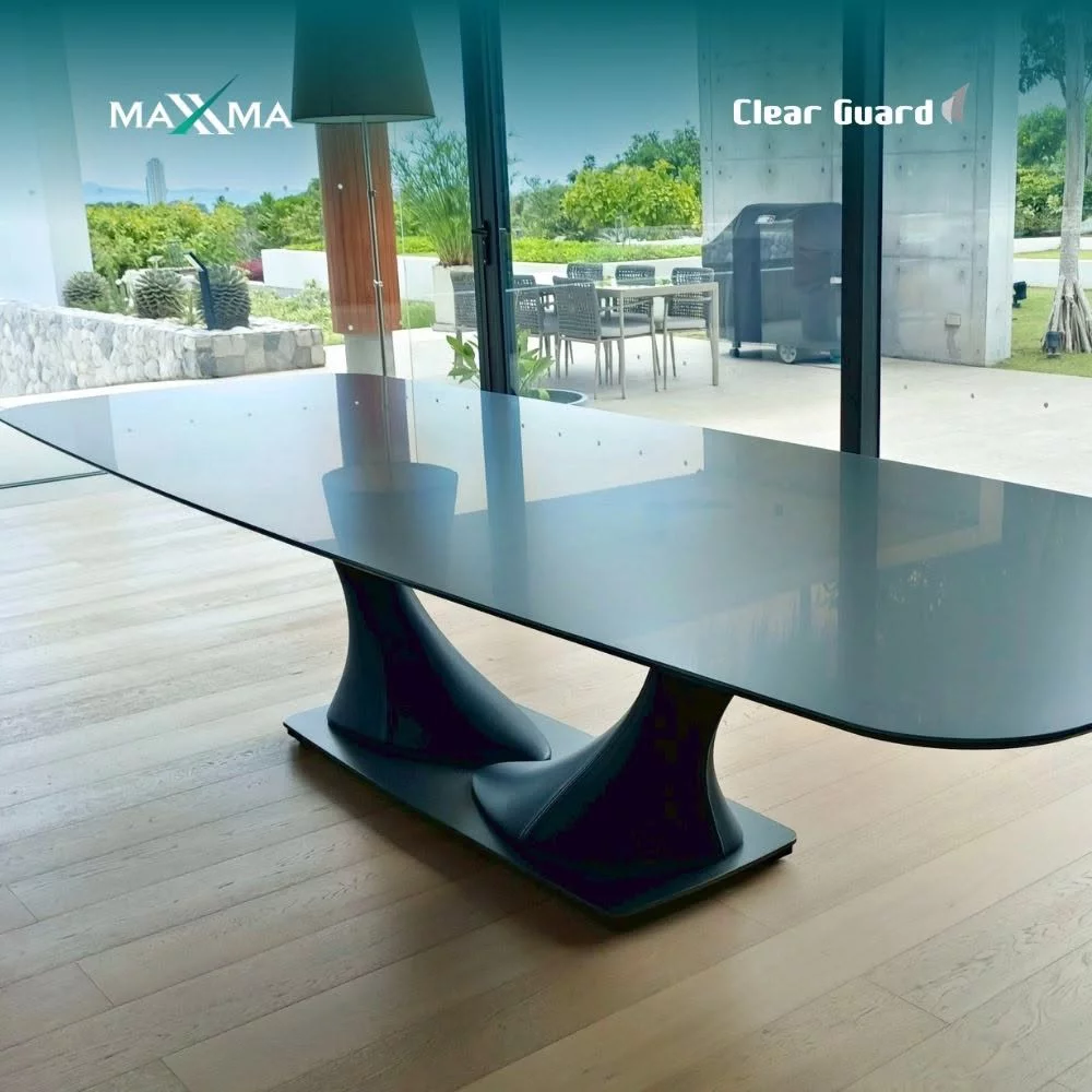 Complete end-to-end protection for large dining tables subjected to active daily family life.