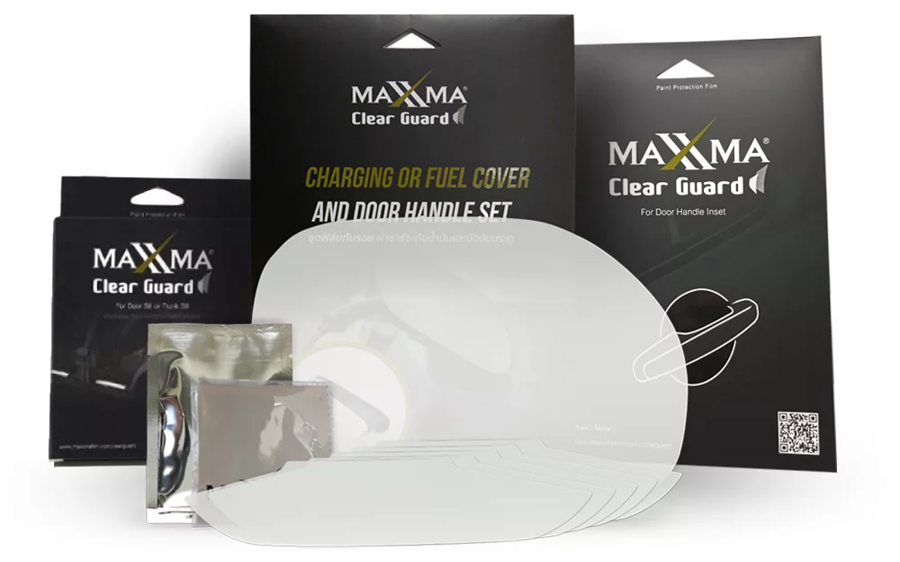 ชุดฟิล์มใสกันรอย MAXXMA Clear Guard DIY ทั้ง 3 แบบพร้อมแผ่นฟิล์ม