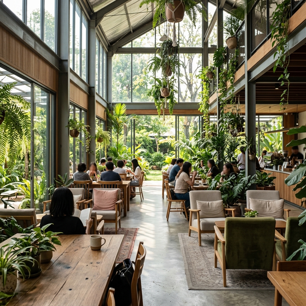 Glass House Cafe Design Ideas: Aesthetic Atmosphere and Thermal Cooling Solutions | MAXXMA